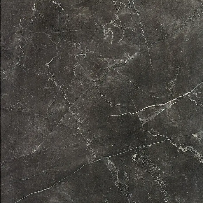 Feinsteinzeugfliese Premium Marble - 60 x 60 cm, Anthrazit, Glänzend - Dunkelgraue Marmorplatte mit feinen weißen Äderungen für stilvolle Innenräume. Hochwertige Oberfläche und edles Design.