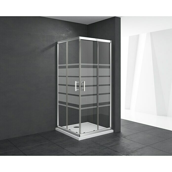 Mampara de ducha esquinera Kristie (L x An x Al: 80 x 80 x 195 cm, Vidrio  transparente, 6 mm, Cromo)