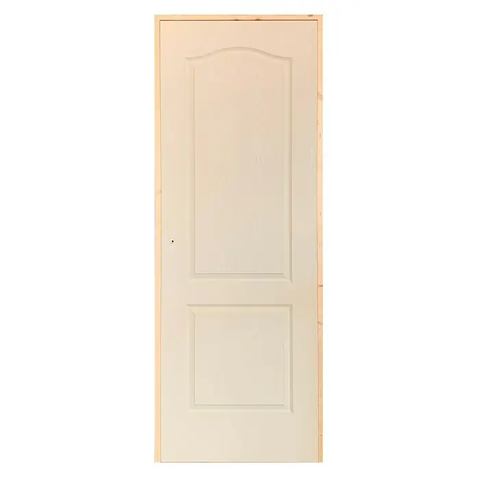 Norma Doors Puerta interior prepintada Provenzal - 82,5 x 203 cm, Derecha, Blanco, Alveolar - Una elegante puerta interior de dos paneles con una parte superior redondeada y un acabado claro, ideal para espacios modernos.