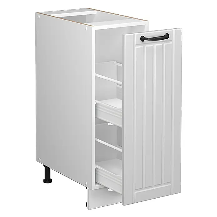 Vicco Schrankküche Fame-Line Weiß Landhaus ohne Arbeitsplatte - Weiß Landhaus, Apothekerunterschrank 30 cm