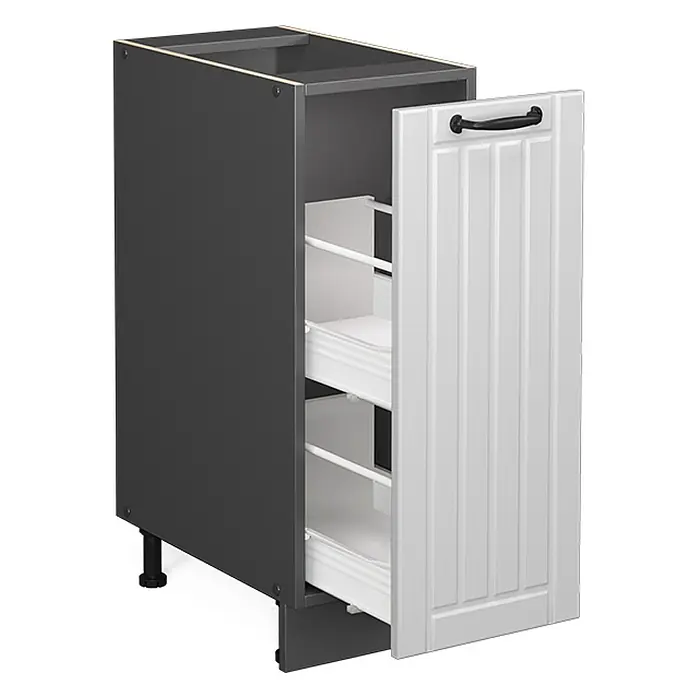 Vicco Schrankküche Fame-Line Weiß Landhaus ohne Arbeitsplatte - Weiß Landhaus, Apothekerunterschrank 30 cm