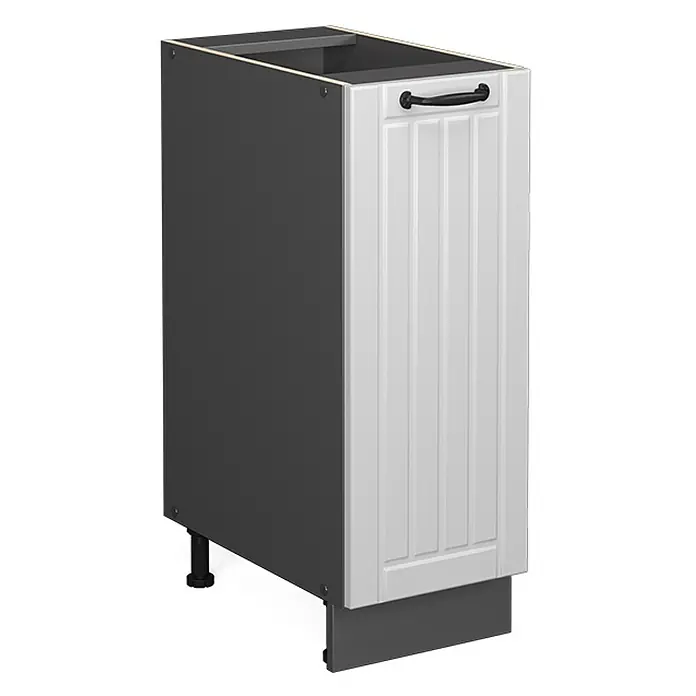 Vicco Schrankküche Fame-Line Weiß Landhaus ohne Arbeitsplatte - Weiß Landhaus, Apothekerunterschrank 30 cm