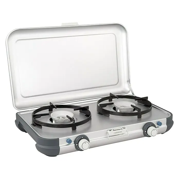 Campingaz Gaskochfeld Kitchen 2 CV - 2 Brenner, L x B x H: 35 x 49 x 10 cm - Tragbarer Campingkocher mit zwei Brennern und Deckel, ideal für Outdoor-Abenteuer und einfaches Kochen unterwegs.