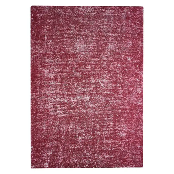Kayoom Kurzflorteppich Etna - Melone, 230 x 160 cm, 100 % Mikropolyester - Ein rechteckiger, burgunderroter Teppich mit einem verblichenen, strukturierten Muster, ideal für eine stilvolle Bodengestaltung.