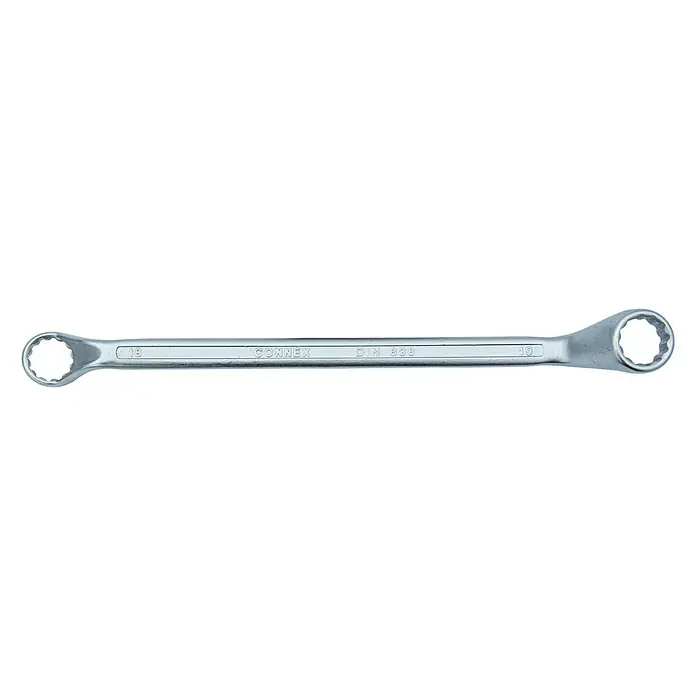 Connex Llave de anillo doble - Ancho de llave: 18 mm - 19 mm - La imagen muestra una llave de tubo Connex, perfecta para usar en talleres o para proyectos de bricolaje.