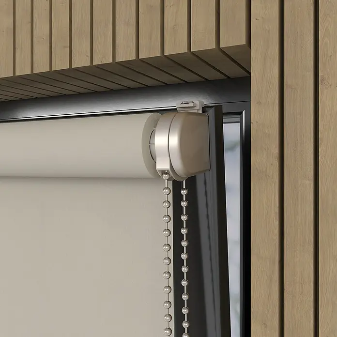 Verdunkelungsrollo Luxus - B x H: 200 x 190 cm, Twill - Detailaufnahme einer eleganten Rollmarkise mit Zugschnur, perfekt für stilvolle Fenstergestaltung.