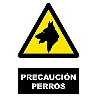 Cartel (Amarillo/Negro, Precaución Perros)
