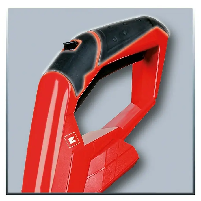 Einhell Power X-Change 18V Akku-Fugenreiniger GC-CC 18 Li-Solo - 18 V, Ohne Akku - Detailaufnahme eines roten Einhell Werkzeugs mit schwarzem Griff, das ergonomisches Design und Funktionalität vereint.