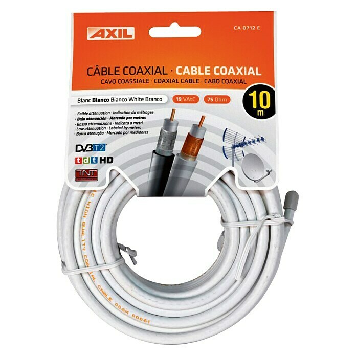 Cable coaxial CA07 (Largo: 10 m, Blanco)