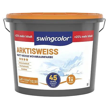 swingcolor  Wandfarbe Arktisweiß +25 % mehr Inhalt