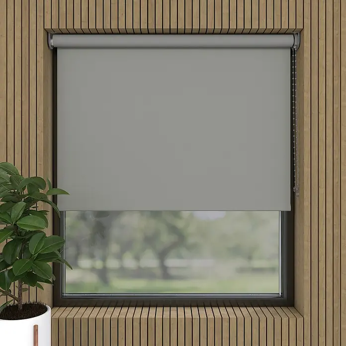 Verdunkelungsrollo - B x H: 200 x 190 cm, Kalkstein, 100 % Polyester - Graue Fensterrollos sorgen für Privatsphäre und ein modernes Ambiente. Ideal für Wohn- und Schlafräume, um das Licht zu regulieren.