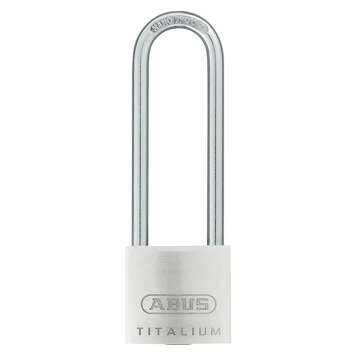 Abus Titalium Candado 64TI/30HB60 - An x Al: 30 x 93 mm, Arco extra alto - Candado plateado ABUS TITALIUM con arco largo y revestimiento NANO PROTECT para mayor protección.