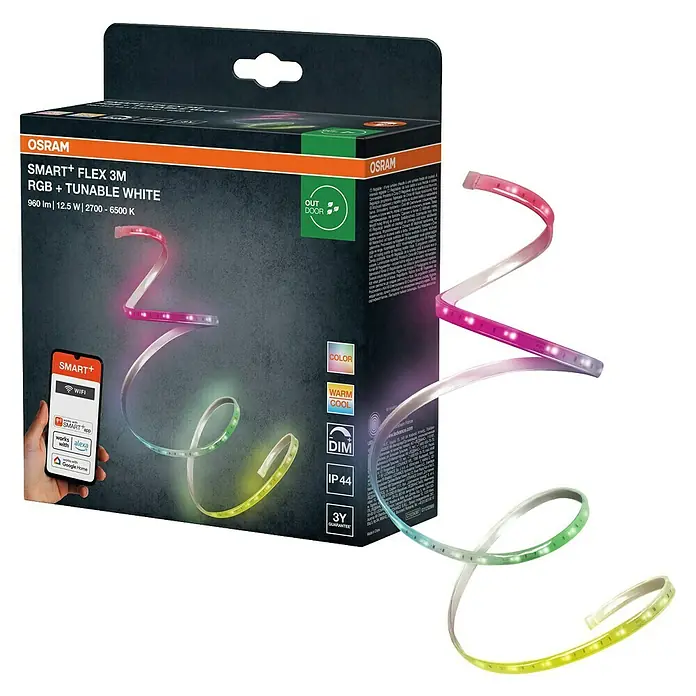 Osram Smart+ LED-Band Flex außen - Länge: 300 cm, Lichtfarbe: RGBW, 12,5 W, 740 lm, 220 V - 240 V - Osram Smart+ Flex 3M LED-Streifen für den Innen- und Außenbereich mit RGB und tunable White Funktion zur individuellen Lichtgestaltung.
