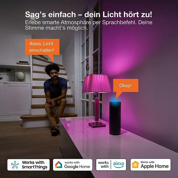 Osram Smart+ Smart-LED-Lampe matter - E27, Dimmbar, RGBW, 1.521 lm, 14 W - Intelligente Lampe, die über Sprachbefehle gesteuert werden kann. Kompatibel mit SmartThings, Google Home, Alexa und Apple Home.