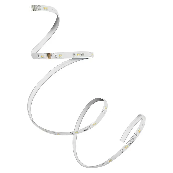 Osram Smart+ LED-Band Flex - Länge: 200 cm, Lichtfarbe: RGBW, 8,5 W, 500 lm, 220 V - 240 V - Nahaufnahme eines LED-Streifens mit warmweißen Lichtern, ideal für stimmungsvolle Beleuchtung.