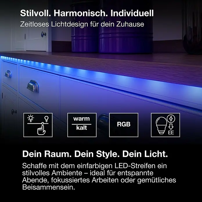 Osram Smart+ LED-Band Flex - Länge: 200 cm, Lichtfarbe: RGBW, 8,5 W, 500 lm, 220 V - 240 V - Stilvolle, harmonische und individuelle LED-Streifen für zeitloses Lichtdesign im Zuhause. Lichtfarben und Helligkeit einstellbar.