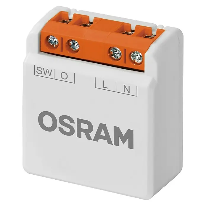 Osram Smart+ Schalter 1CH - Weiß, Innen - Nahaufnahme eines Osram Smart+ Schalters, der intelligente Lichtsteuerung ermöglicht. Er zeichnet sich durch kompaktes Design und einfache Installation aus.