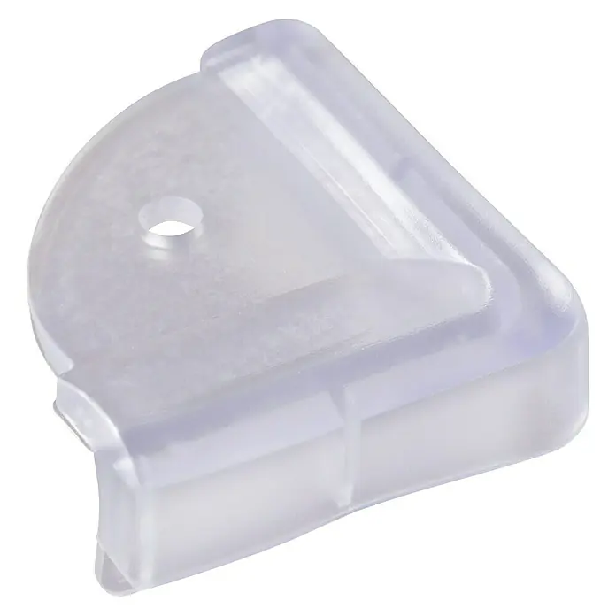 Eckenschutz - Transparent, B x L: 43 x 43 mm, 4 Stk. - Bild eines Eckenschutzes aus transparentem Kunststoff, der zum Schutz vor scharfen Kanten dient.
