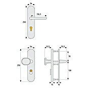 Abus Schutzbeschlag KLSZ 714 (Wohnungsabschlusstür, Neusilber, Türstärke: 37 - 47 mm, Drücker beidseitig)