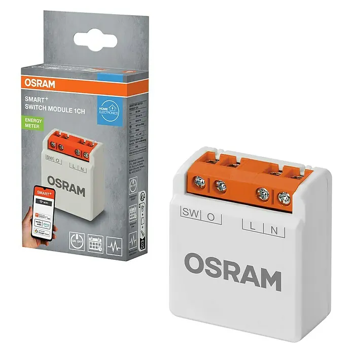 Osram Smart+ Schalter 1CH - Weiß, Innen - Das OSRAM Smart+ Switch Modul 1CH: Intelligenter Schalter zur Steuerung von elektronischen Geräten, kompakt und einfach zu installieren.