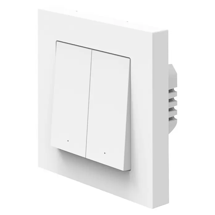 Osram Smart+ Schalter 2G matter - Weiß, Innen - Nahaufnahme eines modernen, weißen Doppel-Lichtschalters. Ideal für smarte Beleuchtungslösungen im modernen Zuhause.
