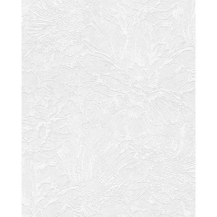 SCHÖNER WOHNEN-Kollektion Vliestapete - Weiß, Floral, 10,05 x 0,53 m - Strukturierte, weiße Tapete mit floralem Muster für eine elegante Wandgestaltung.