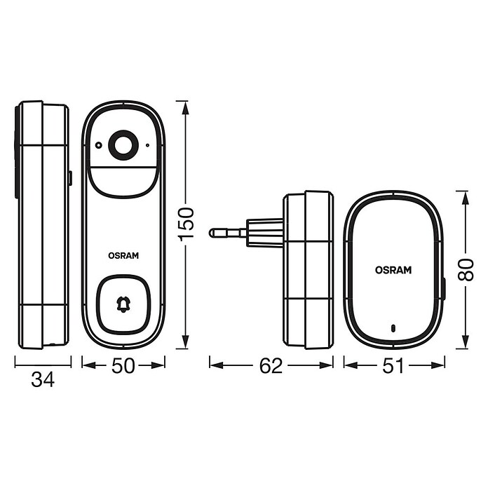 Osram Smart+ Türklingel mit Kamera (Weiß, 50 x 34 x 150 mm) | BAUHAUS