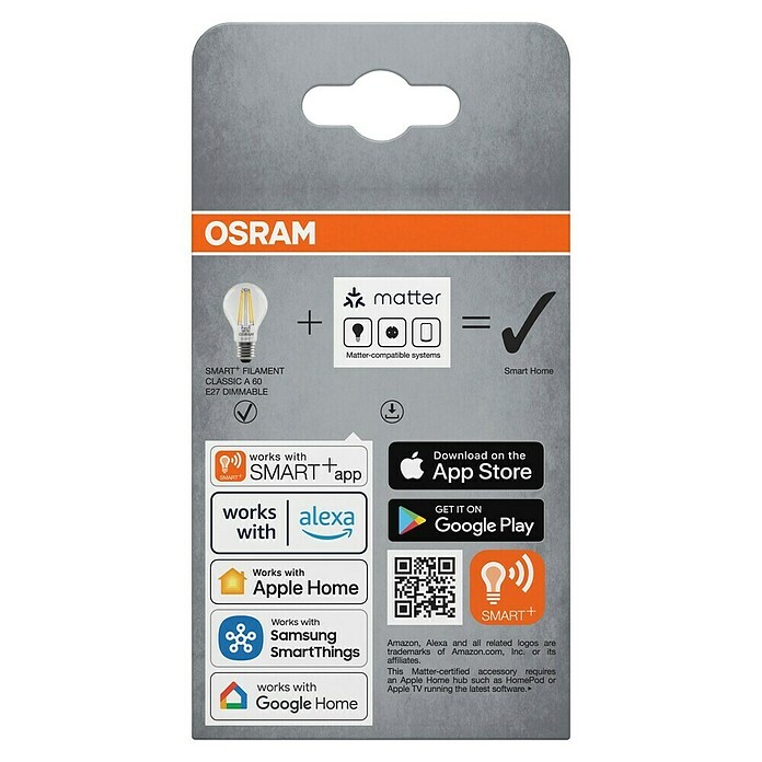 Osram Smart+ Pametna LED sijalka hruška matter  (E27, Možnost zatemnitve, Toplo bela, 806 lm, 6 W) | LED luči | Svetlila | Elektro in svetila | Izdelki | BAUHAUS