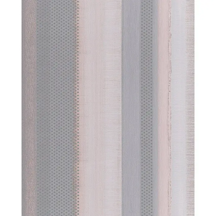 Marburg Casual Vliestapete Punkte und Streifen - Violett, Streifen, 10,05 x 0,53 m - Strukturierte Tapete mit vertikalen Streifen in Grau- und Rosatönen, die eine subtile und elegante Wanddekoration bietet.