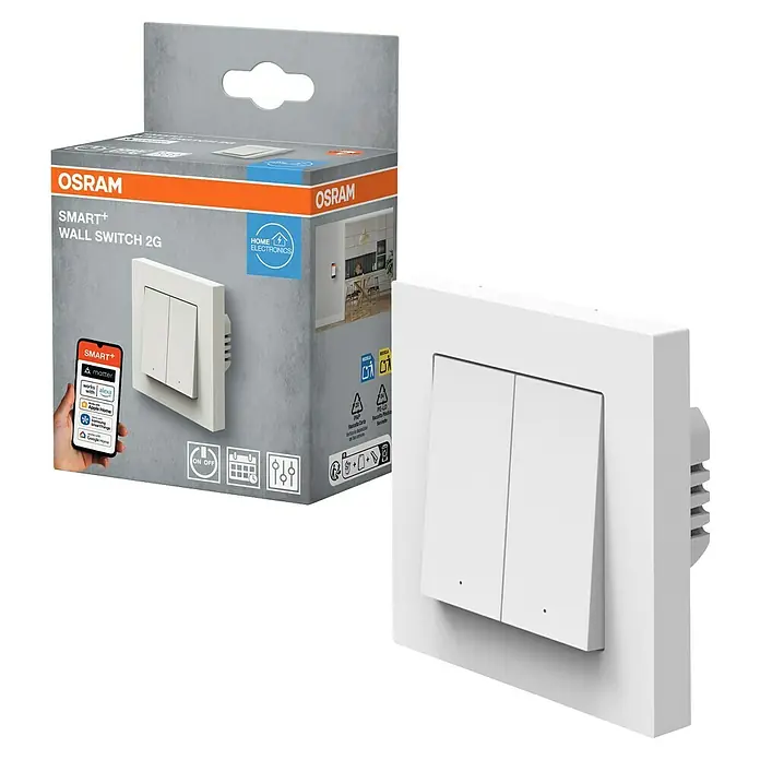 Osram Smart+ Schalter 2G matter - Weiß, Innen - OSRAM Smart+ Wandschalter 2G: Intelligenter Wandschalter für Ihr Zuhause mit smarter Steuerung und einfacher Installation.