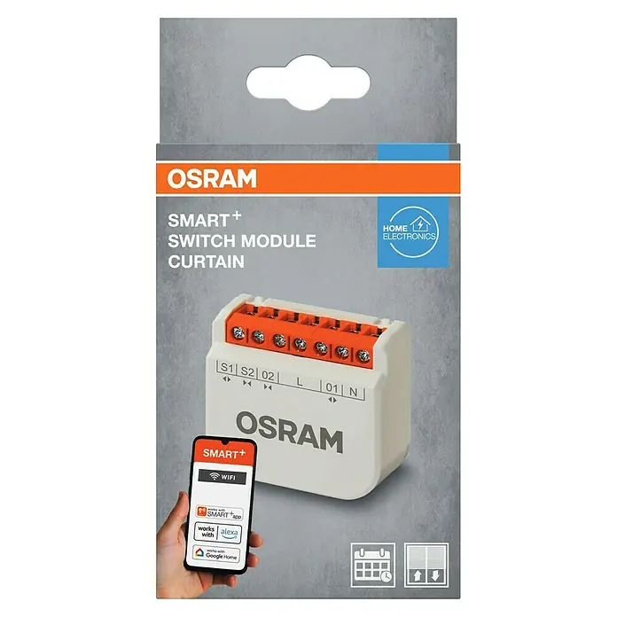 Osram Smart+ Schalter Vorhang - Weiß, Innen - Abbildung des OSRAM SMART+ Switch Moduls für Vorhänge, das die intelligente Steuerung Ihrer Vorhänge ermöglicht.