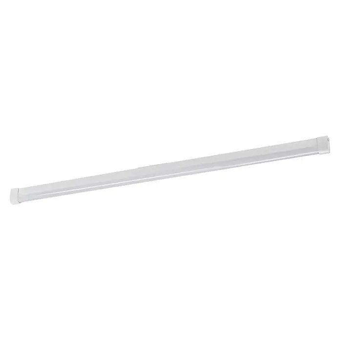 Osram LED-Lichtleiste Batten - L x B x H: 120 x 3,4 x 5,5 cm, Lichtfarbe: Kaltweiß, 16 W, 220 V - 240 V - Nahaufnahme einer weißen, länglichen LED-Leuchte, die eine effiziente und helle Beleuchtung bietet, ideal für moderne Innenräume.