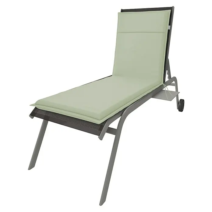 Doppler Liegenauflage Life - L x B x H: 195 x 58 x 4 cm, Polyester, Mint - Eine moderne graue Sonnenliege mit bequemer, hellgrüner Auflage für entspannte Stunden im Freien.