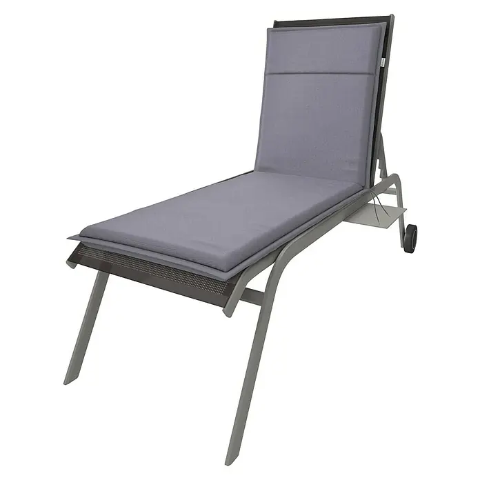 Doppler Liegenauflage Life - L x B x H: 195 x 58 x 4 cm, Polyester, Grau - Ein stilvoller, verstellbarer Liegestuhl mit bequemer Polsterung, ideal für entspannte Stunden im Freien. Das Gestell ist stabil und mit Rollen für den einfachen Transport.