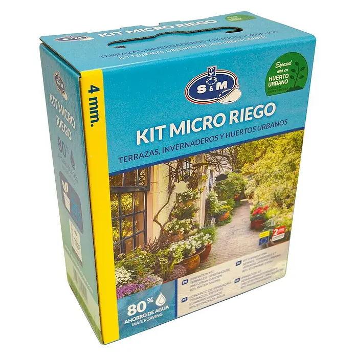 Set de iniciación goteo terrazas invernaderos - Apto para: Microriego - Un paquete de kit de riego S&M Micro Riego para terrazas, invernaderos y huertos urbanos con un 80% de ahorro de agua.