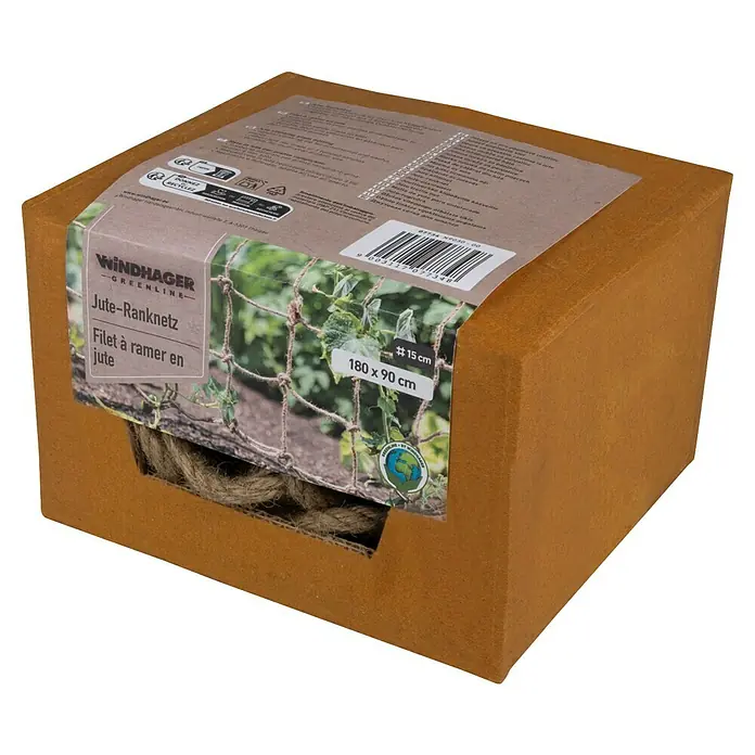 Windhager Rankhilfe - Jutenetz - Jute, 1 Stk. - Verpackte Jute-Rankhilfe von Windhager Greenline, ideal für Kletterpflanzen im Garten, Abmessungen 180x90 cm für optimalen Halt.
