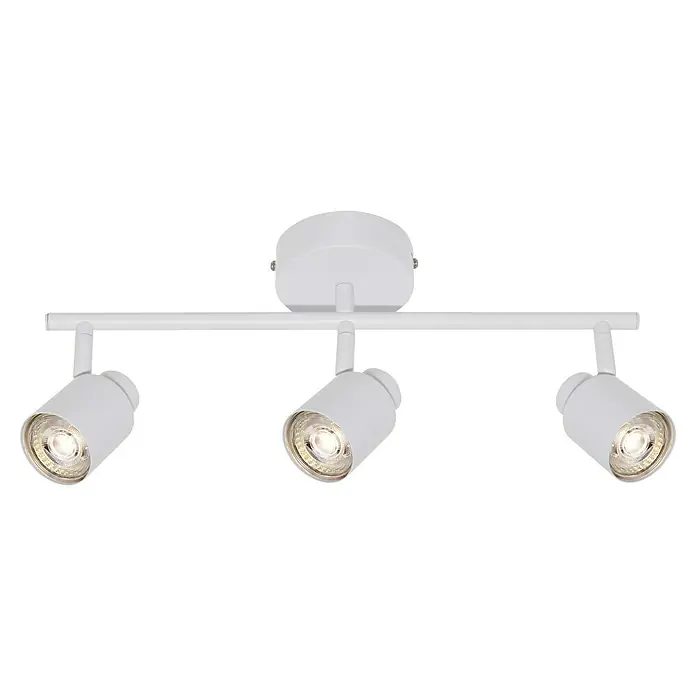Osram Wand- & Deckenleuchte LED Spot Primal - L x B x H: 46,5 x 10 x 15,2 cm, Weiß - Deckenleuchte mit drei Strahlern. Die Lampe ist weiß und die Strahler sind auf einer Schiene befestigt, die an der Decke montiert ist.