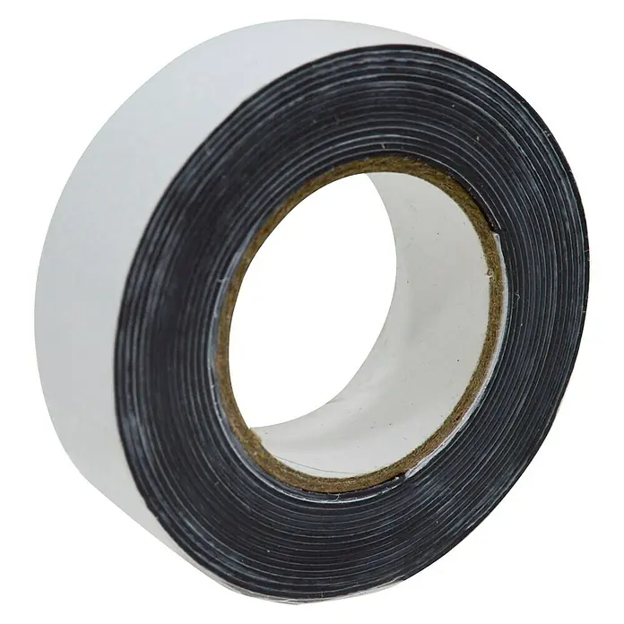 Cinta de reparación Autovulcanizable - Negro, L x An: 2,5 m x 19 mm - Un rollo de cinta adhesiva de doble cara en blanco y negro, ideal para diversas aplicaciones en el hogar y el taller.