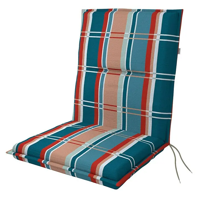 Doppler Sitzauflage Spot - Niederlehner, L x B x H: 100 x 48 x 5 cm, Kunststoff, Baumwolle, Grün/Türkis - Gepolsterte Gartenstuhlauflage mit farbenfrohem Streifenmuster für mehr Komfort und Stil im Außenbereich.