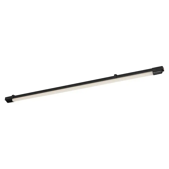 Osram LED-Lichtleiste Batten - L x B x H: 121 x 4,3 x 4,9 cm, Lichtfarbe: Warmweiß, 24 W, 220 V - 240 V - Eine lange, moderne LED-Leuchte mit einem schwarzen Gehäuse und einem diffusen Lichtpaneel, ideal für minimalistische Innenräume.