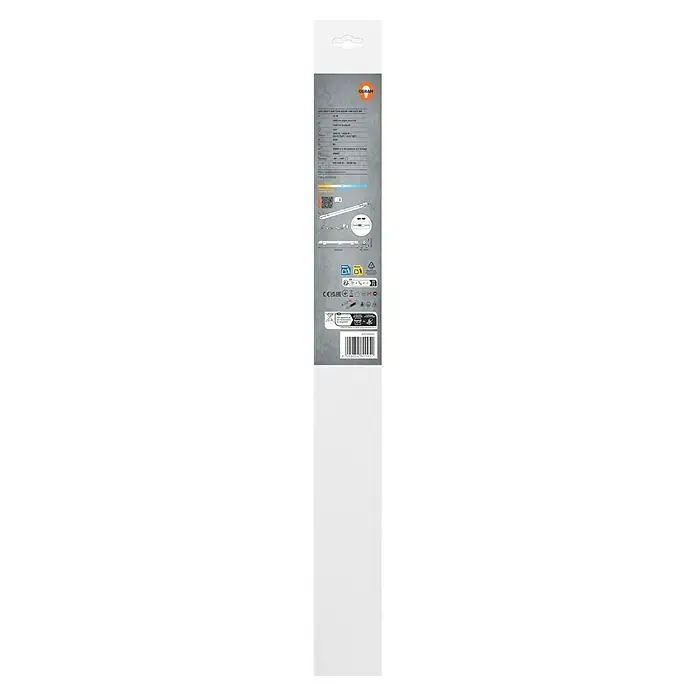 Osram LED-Lichtleiste - L x B x H: 61 x 4,3 x 4,9 cm, Lichtfarbe: Warmweiß, 12 W, 220 V - 240 V - Produktverpackung einer OSRAM LED-Röhre mit technischen Details und Montagehinweisen.