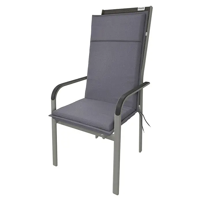 Doppler Sitzauflage Life - Hochlehner, L x B x H: 119 x 48 x 4 cm, Polyester, Grau - Ein stilvoller grauer Gartenstuhl mit Armlehnen und bequemen Polstern für entspannte Stunden im Freien. Ideal für Terrasse und Garten.