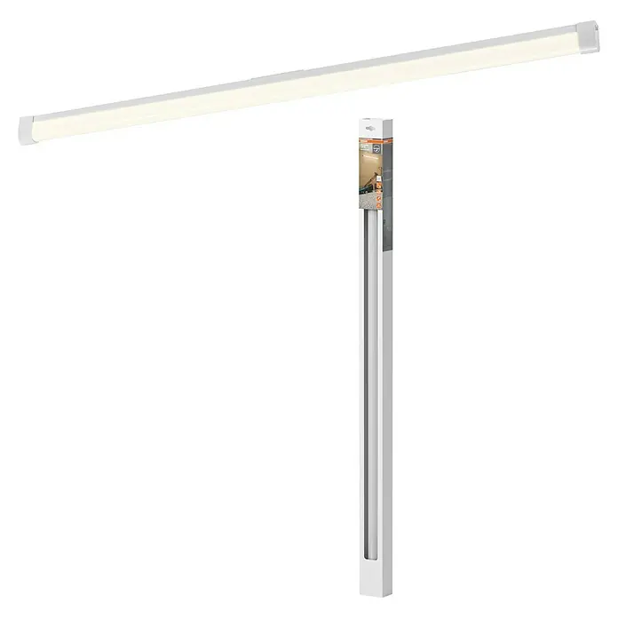 Osram LED-Lichtleiste Batten - L x B x H: 120 x 3,4 x 5,5 cm, Lichtfarbe: Kaltweiß, 16 W, 220 V - 240 V - Abgebildet ist eine Osram LED-Unterbauleuchte in ihrer Verpackung, die eine effiziente und moderne Beleuchtungslösung darstellt.