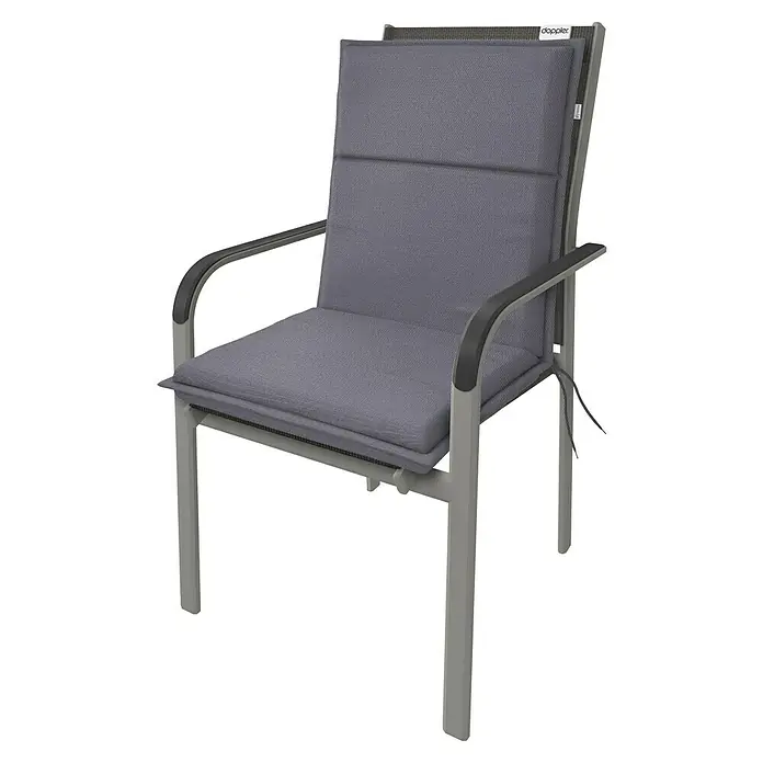 Doppler Sitzauflage Life - Niederlehner, L x B x H: 100 x 48 x 4 cm, Polyester, Grau - Grauer Doppler-Gartenstuhl mit bequemen Polstern für entspannte Stunden im Freien. Ideal für Terrasse und Garten.