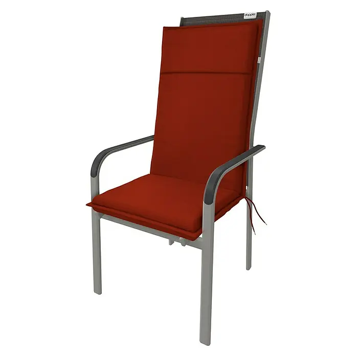 Doppler Sitzauflage Life - Hochlehner, L x B x H: 119 x 48 x 4 cm, Polyester, Rot - Gartenstuhl mit hoher Rückenlehne und roter Polsterung für entspannte Stunden im Freien. Bequemer Sitzkomfort und stilvolles Design vereint.
