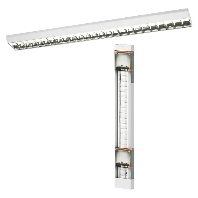 Osram LED-Lichtleiste Office Line - L x B x H: 120 x 5,6 x 5,6 cm, Lichtfarbe: Kaltweiß, 40 W, 220 V - 240 V - Deckenleuchte mit Leuchtstoffröhren und Reflektoren für eine effiziente und gleichmäßige Ausleuchtung, ideal für Büro oder Werkstatt.
