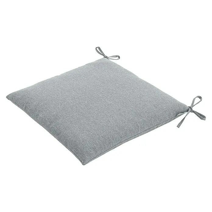 Doppler Sitzkissen Nature - Grau, L x B x H: 48 x 48 x 6 cm - Ein quadratisches, graues Sitzkissen mit praktischen Bindebändern zur Befestigung an Stühlen, ideal für Komfort und Stil in jedem Raum.