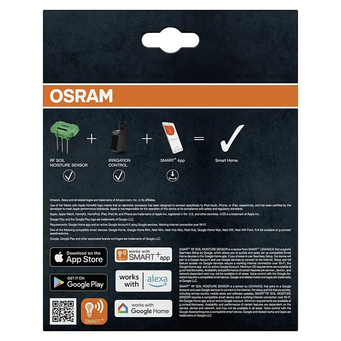 Osram Smart+ Bodenfeuchtesensor - Grün - OSRAM Smart+ Garten Set: RF Bodensensor, Bewässerungssteuerung und App für ein intelligentes Zuhause.