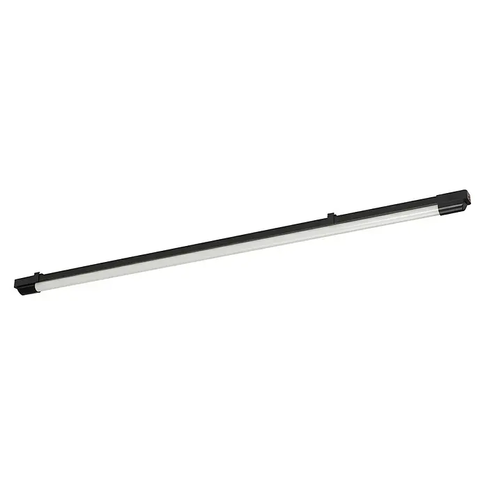 Osram LED-Lichtleiste Batten - L x B x H: 121 x 4,3 x 4,9 cm, Lichtfarbe: Warmweiß, 24 W, 220 V - 240 V - Profilansicht einer LED-Lichtleiste mit schwarzem Gehäuse und weißem Diffusor, die modernes Design und effiziente Beleuchtung vereint.
