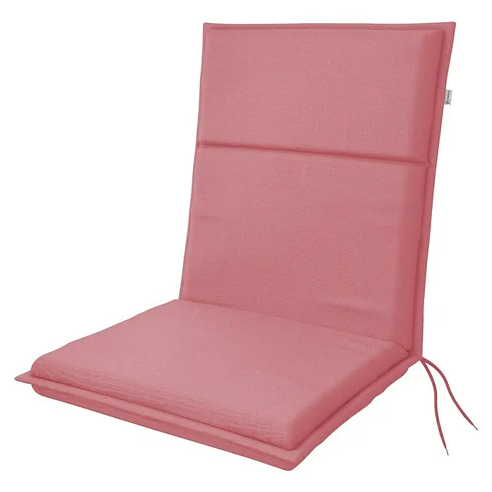 Doppler Sitzauflage Life - Niederlehner, L x B x H: 100 x 48 x 4 cm, Polyester, Rosa - Nahaufnahme eines rosafarbenen Gartenstuhlpolsters mit Rückenlehne und Sitzfläche, ideal für bequemes Sitzen im Freien.